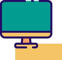 A computer monitor with a green screen on it vector