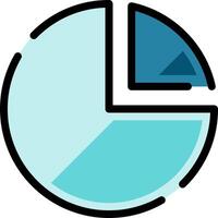 A pie chart icon with a blue and black background vector