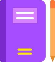A purple notebook and pencil are on a white background vector