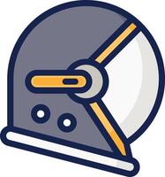 A helmet icon with a yellow and blue color vector