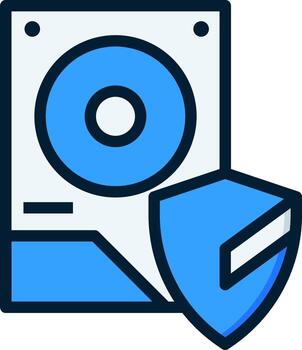 A blue disk with a shield on it vector