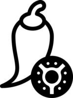 A black and white image of a pepper and a doughnut vector
