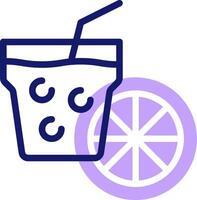 A drink with a slice of lemon and a straw vector