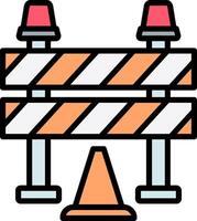 A construction barrier with cones and lights vector