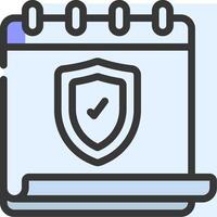 A calendar with a shield icon on it vector