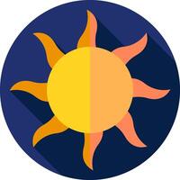 The sun is shown in a flat design vector