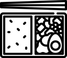 A black and white image of a box with chopsticks vector
