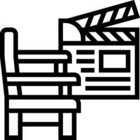 A black and white image of a chair with a clapperboard vector