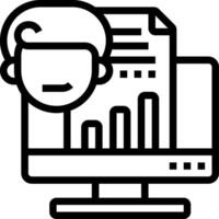 A person is sitting in front of a computer monitor vector