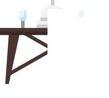 A table with a chair and a bottle of wine vector