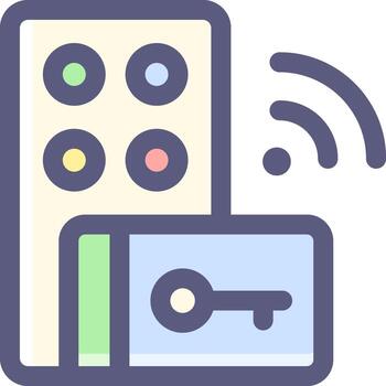 A remote control and a key are next to a phone vector