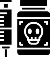A skull and an injection are next to a bottle vector