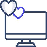 A computer monitor with two hearts on it vector