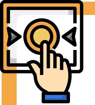 un mano prensado un botón en un computadora pantalla vector