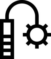 A black and white icon of a gear and a light bulb vector
