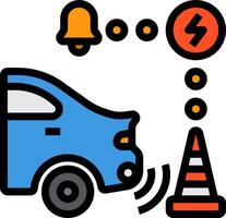 A car with a traffic cone and a traffic light vector