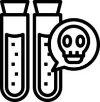 A black and white image of two test tubes with a skull vector