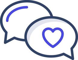 Two speech bubbles with a heart in the middle vector