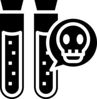 A black and white image of two test tubes with a skull vector