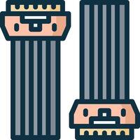 Two black and white striped socks with a face on each side vector