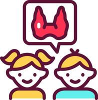 Two children with a speech bubble with a red heart vector