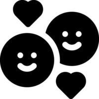Two black and white smiley faces with hearts vector