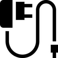 A black and white image of a plug and cord vector