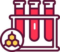 A test tube with three beakers and a honeycomb vector