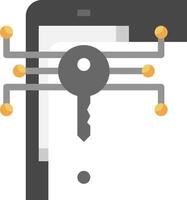 A key is attached to a phone screen vector