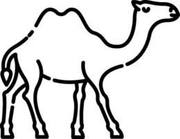 A camel is standing in a line drawing vector