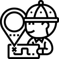 A man in a hat holding a map and a compass vector