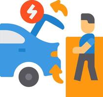 A man is standing next to a car with a lightning bolt on it vector