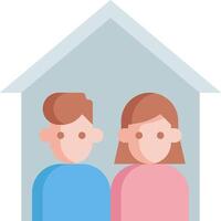 A couple in front of a house with a blue background vector