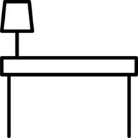 A black and white drawing of a table and lamp vector