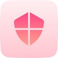 A pink and white icon with a shield on it vector