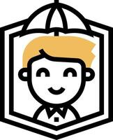 A cartoon man with an umbrella over his head vector