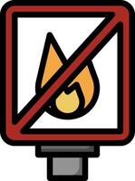 A no fire sign with a flame in the middle vector