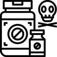 A black and white image of a bottle and a skull vector