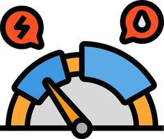 A meter with a red arrow and a speech bubble vector