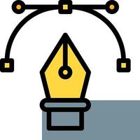 A pen and a light bulb with a yellow dot vector