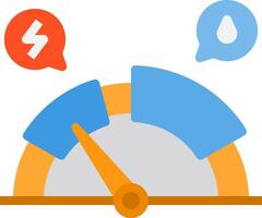 A speedometer with speech bubbles and a water drop vector
