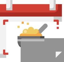 A kitchen with a pot of food in it vector