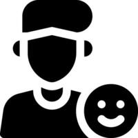 A black and white image of a man holding a smiley face vector