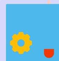 A blue square with a yellow gear on it vector