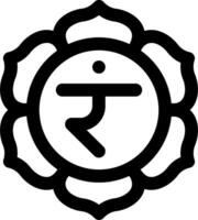 The symbol for the chakra is shown in black and white vector