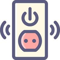 A power outlet with a plug and a button vector
