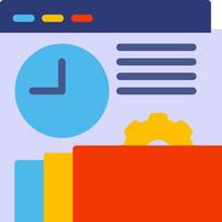 A red folder with a clock and a clock icon vector