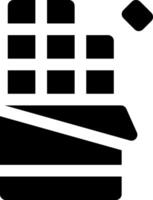 A black and white icon of a box with a square vector