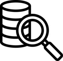 A magnifying glass and a stack of data vector