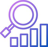 A magnifying glass and bar graph icon vector